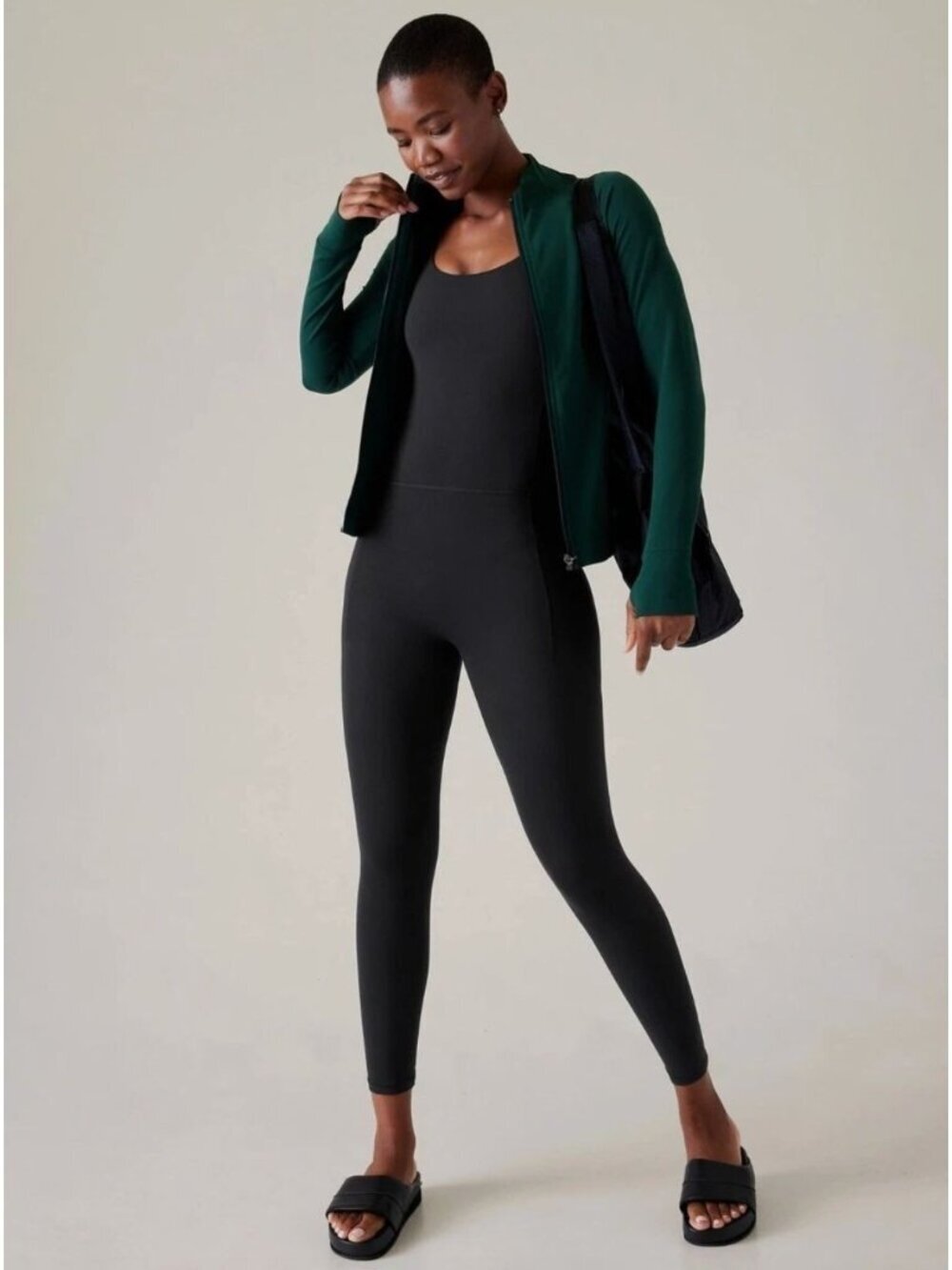 Athleta Salutation Stash 7/8 Bodysuit Size S Black Buttery Soft